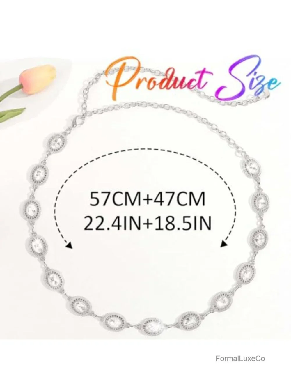 Rhinestone Chain Belt - Sparkly Bling Crystal Waist Belt for Dresses Party
